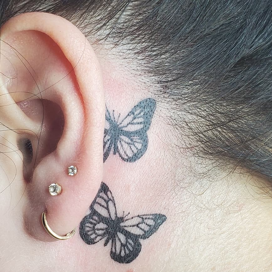19+ Beautiful Butterfly Tattoo Behind Ear Ideas | Tattoozz